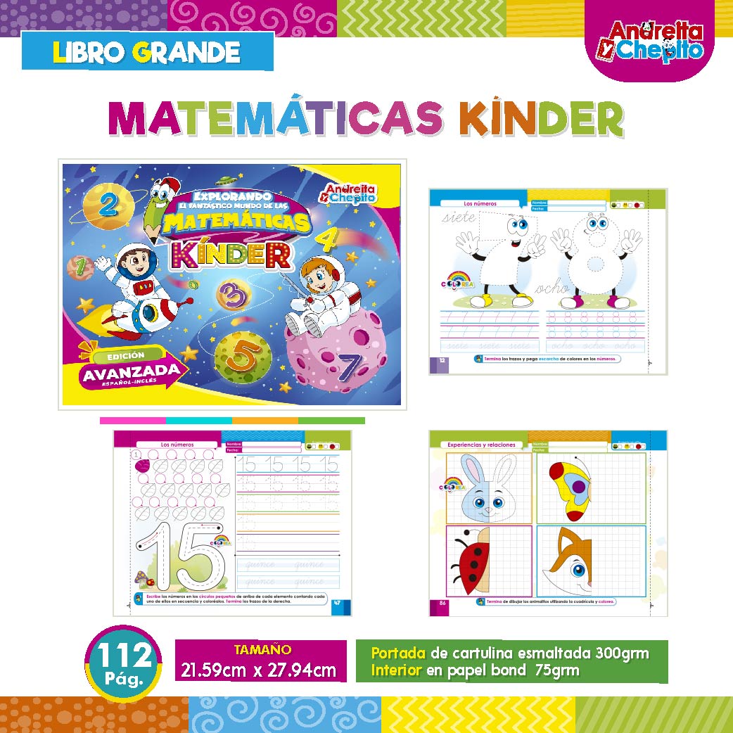 ANDREITA Y CHEPITO MATEMATICAS KINDER AVANZADA ESPAÑOL-INGLES