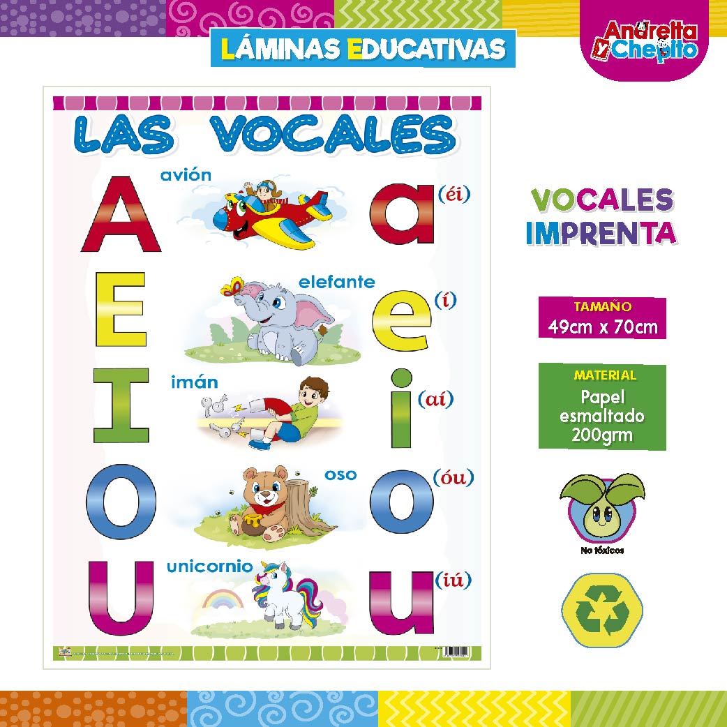 LAMINAS EDUCATIVAS - LAS VOCALES IMPRENTA